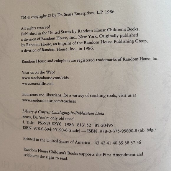 You’re Only Young Once Dr Seuss Book - Picture 4 of 4